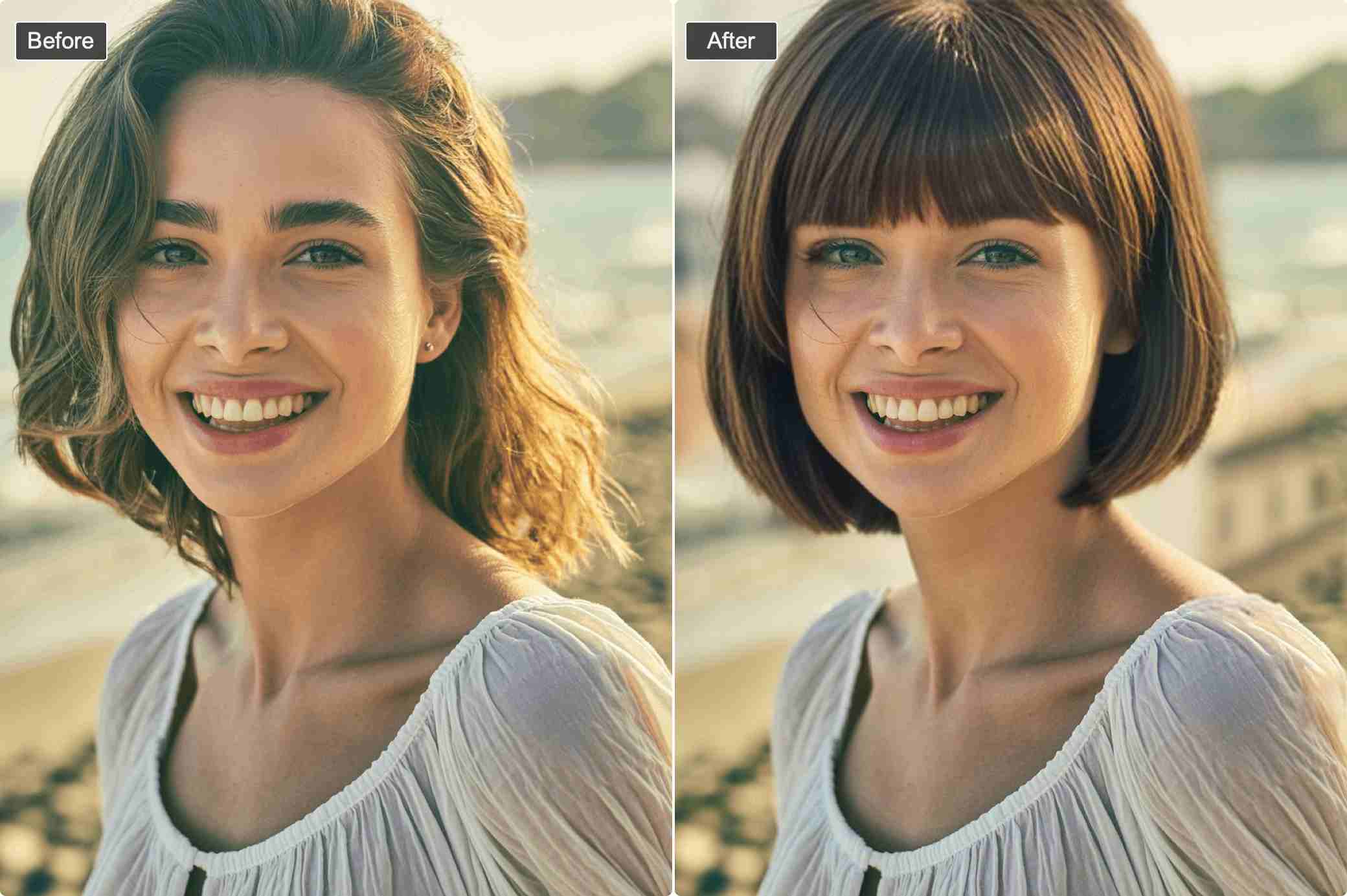 Bob with bangs transformation - modern style