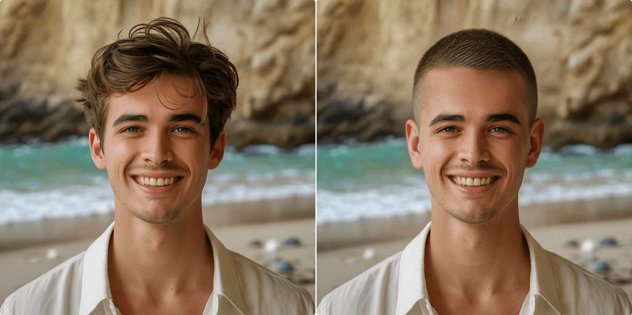 Buzz cut transformation - man before and after