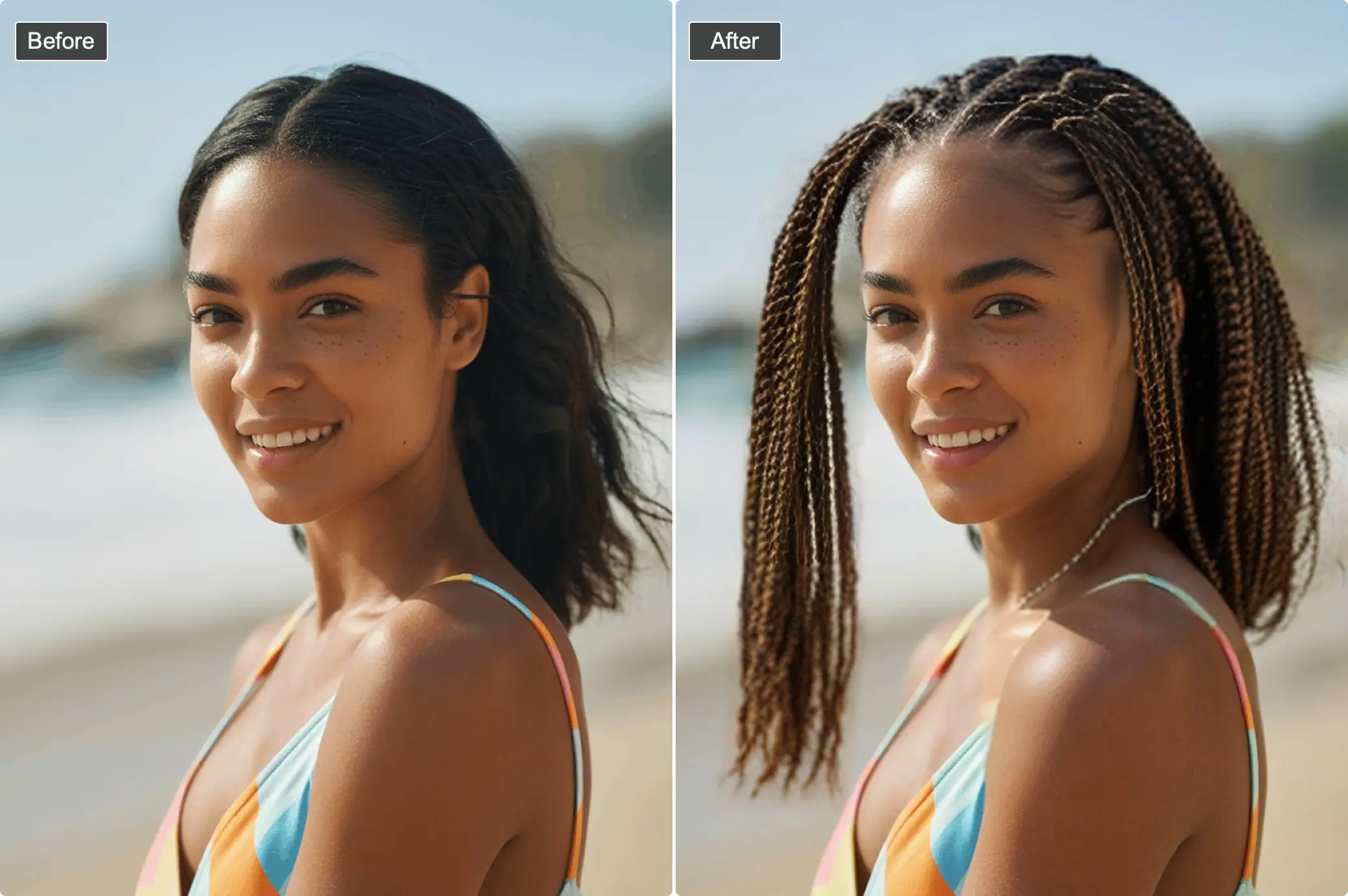 cornrows braid appointment - braid transformation before and after