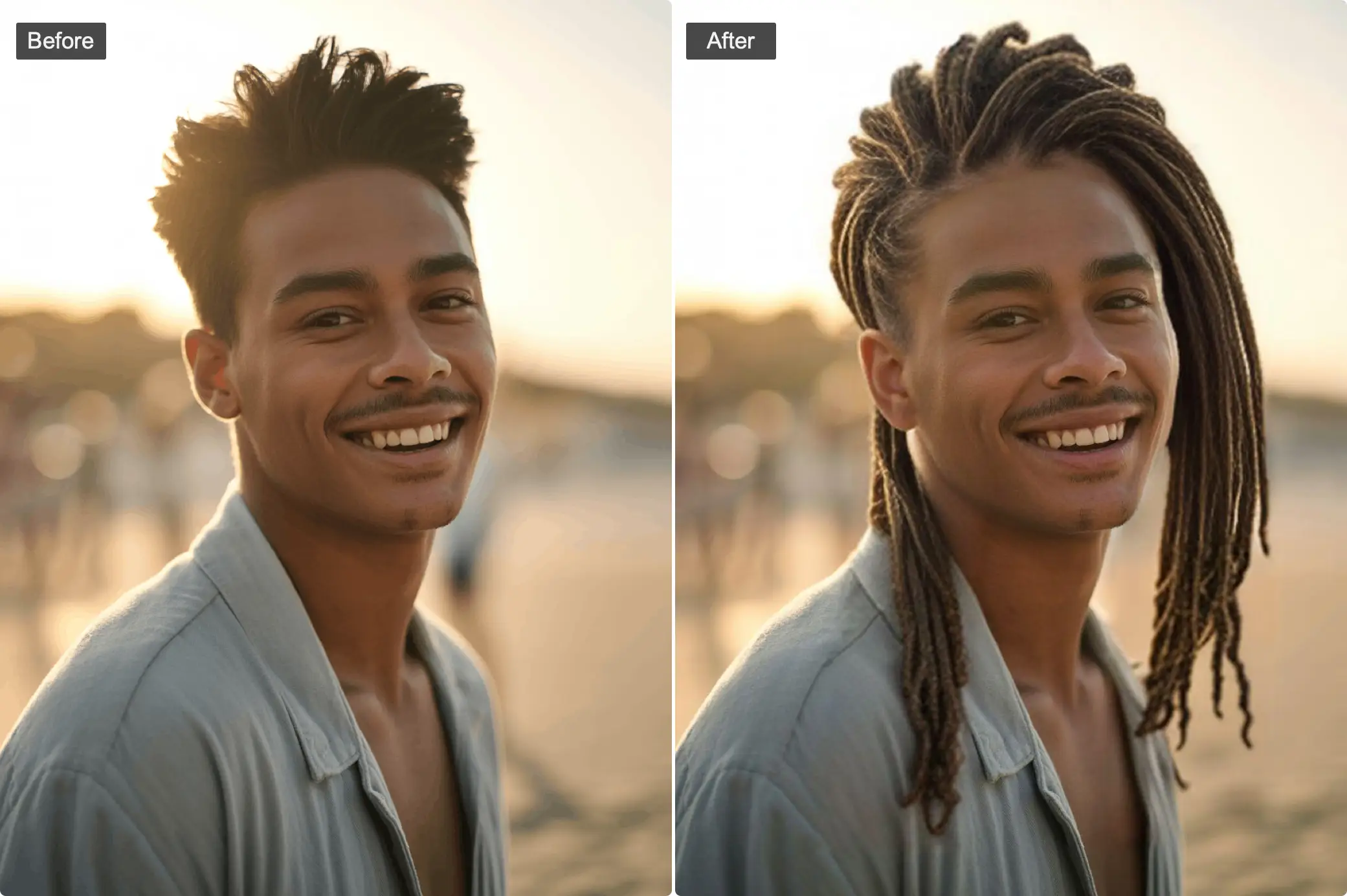 dreadlock braid transformation - man before and after with braids