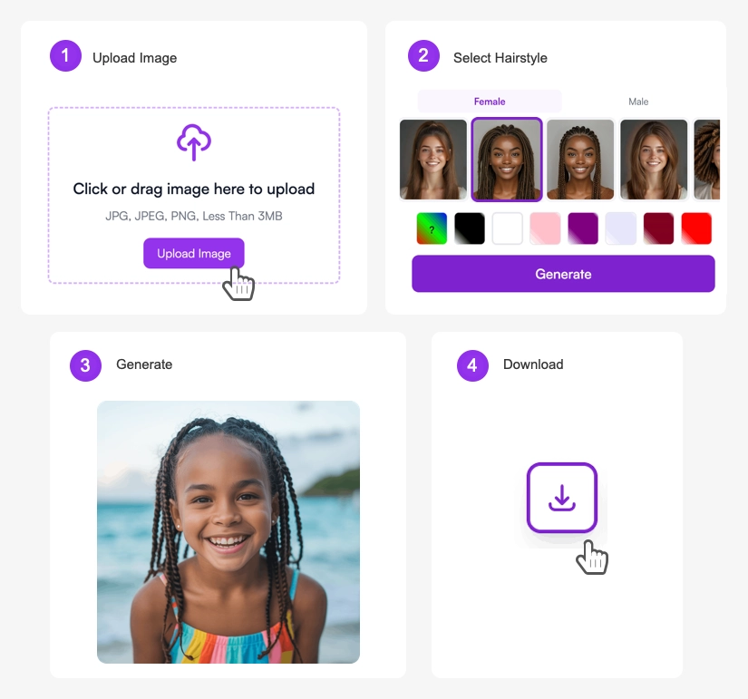 How to try girl hairstyles with AI - step by step guide for girls hairstyle generator