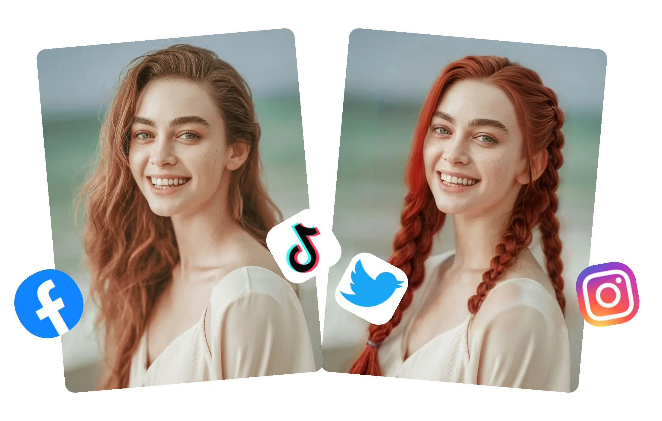 Social media content - fun women's hairstyle transformation for posts