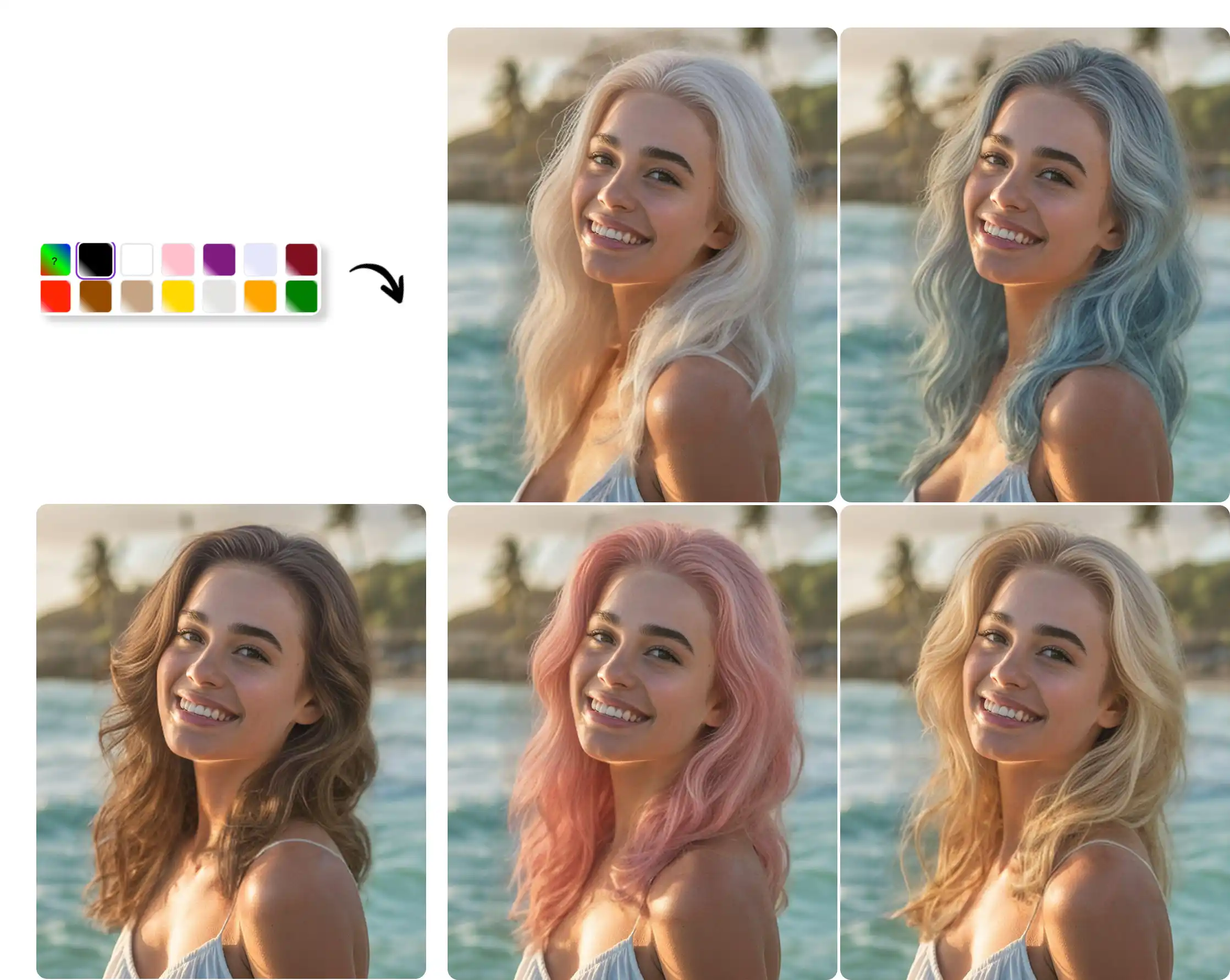 Hair color experiment - long hair with different colors