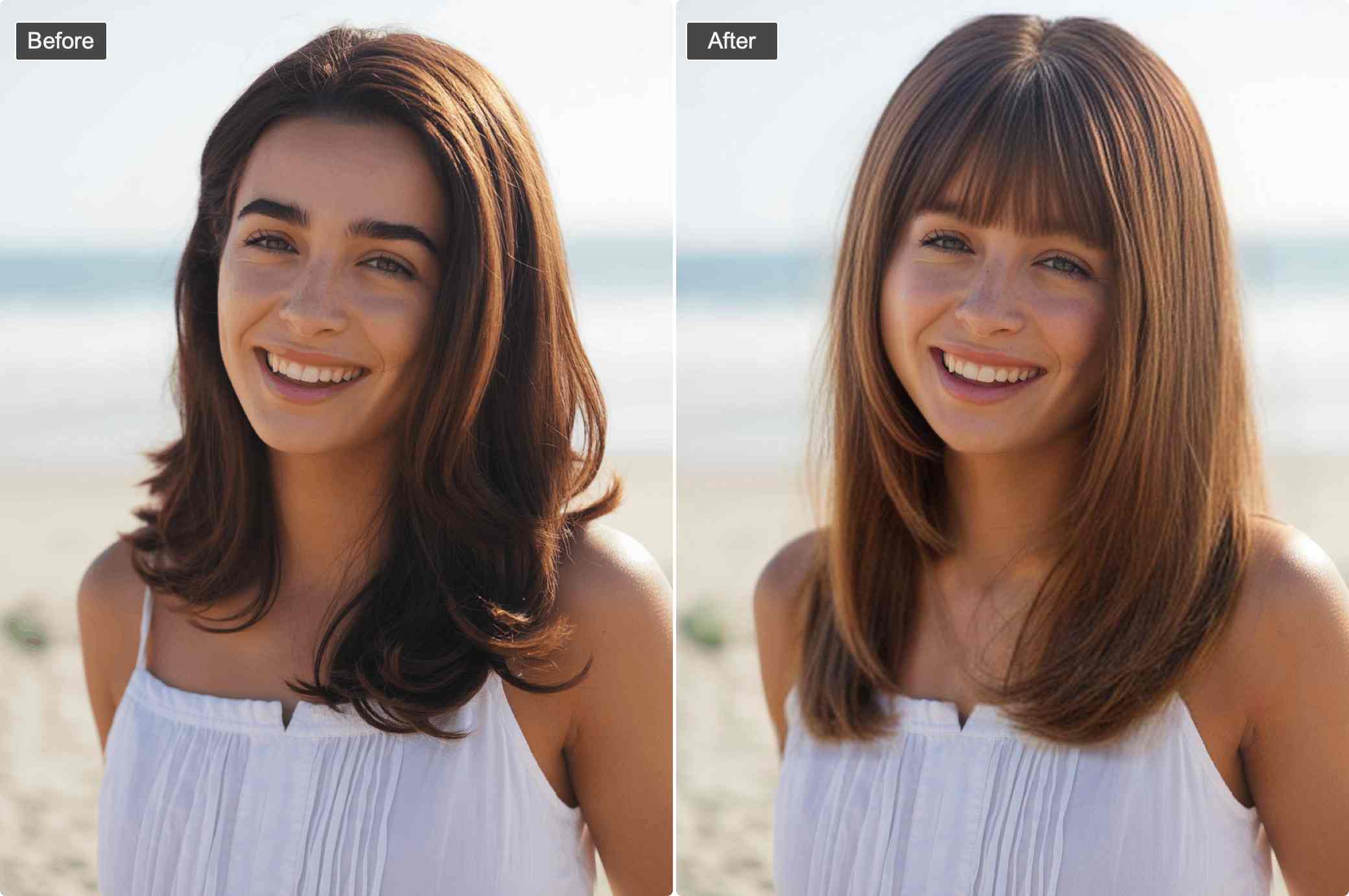 Long layered bangs - sophisticated look