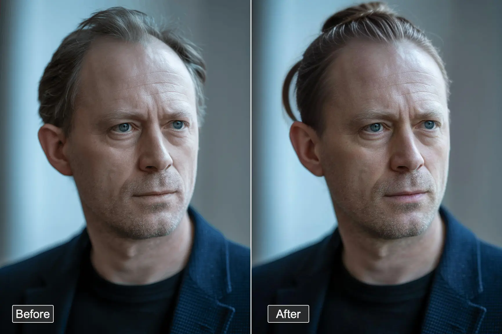 man bun hero3 - preview man bun before growing real hair