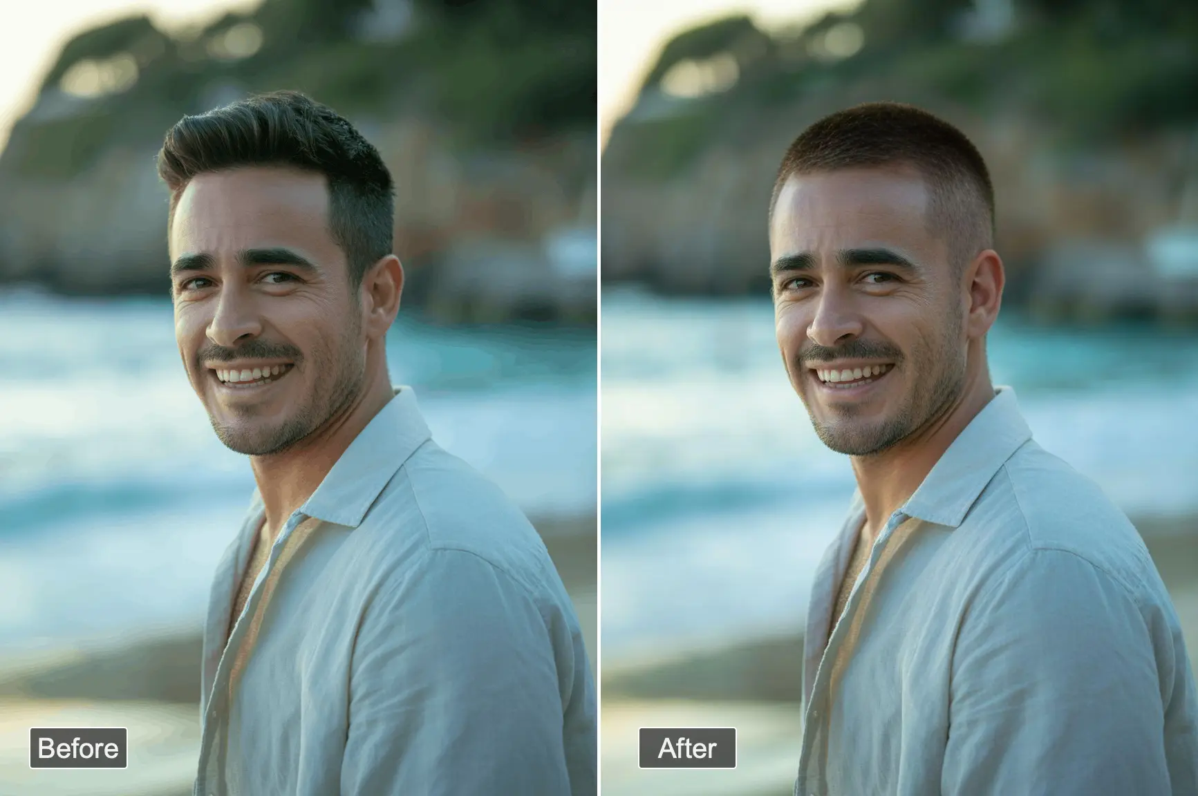 virtual men's hairstyle try-on before haircut