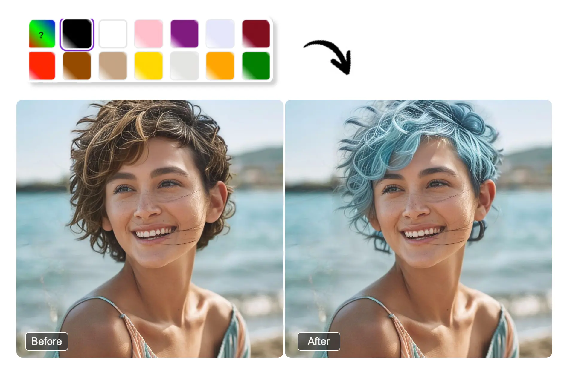 Hair color experiment - short hair with different colors